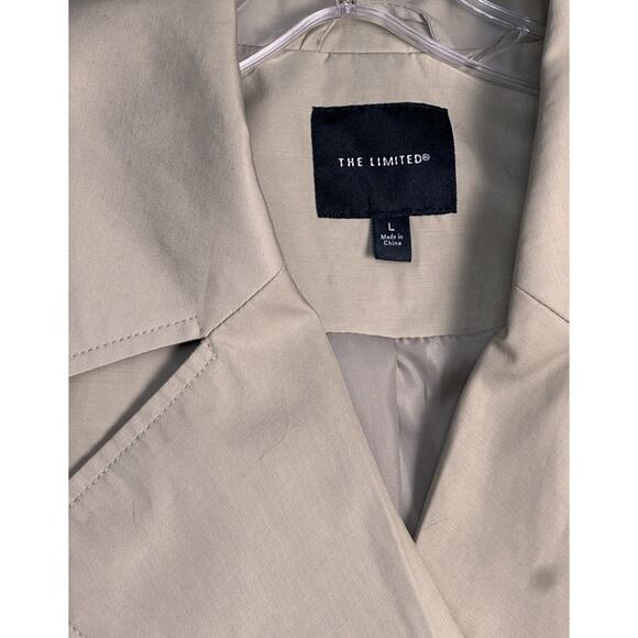 The Limited Y2K Beige Double Breasted Trench Coat Women's Sz L Rain flap Lined - Picture 10 of 16